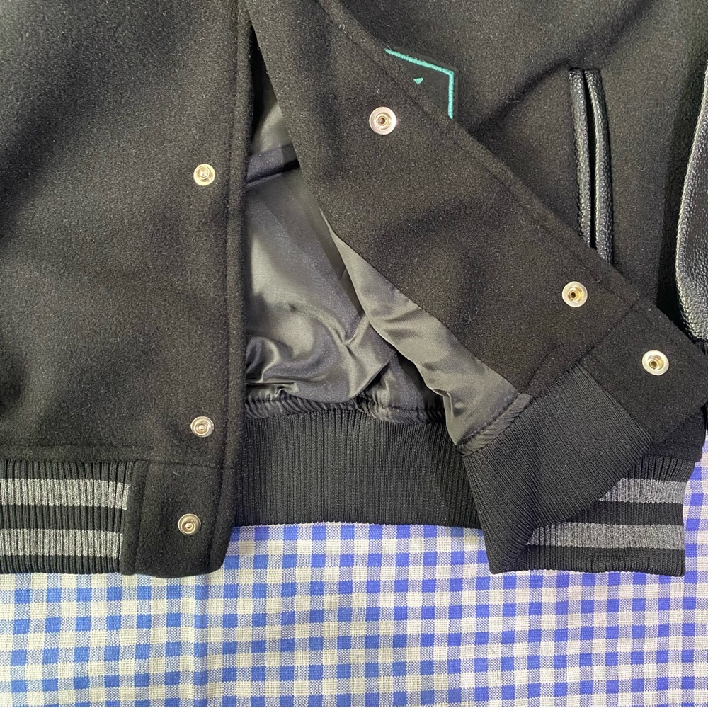 Nike Black Varsity Jacket with Teal Accents - Picture 5 of 9